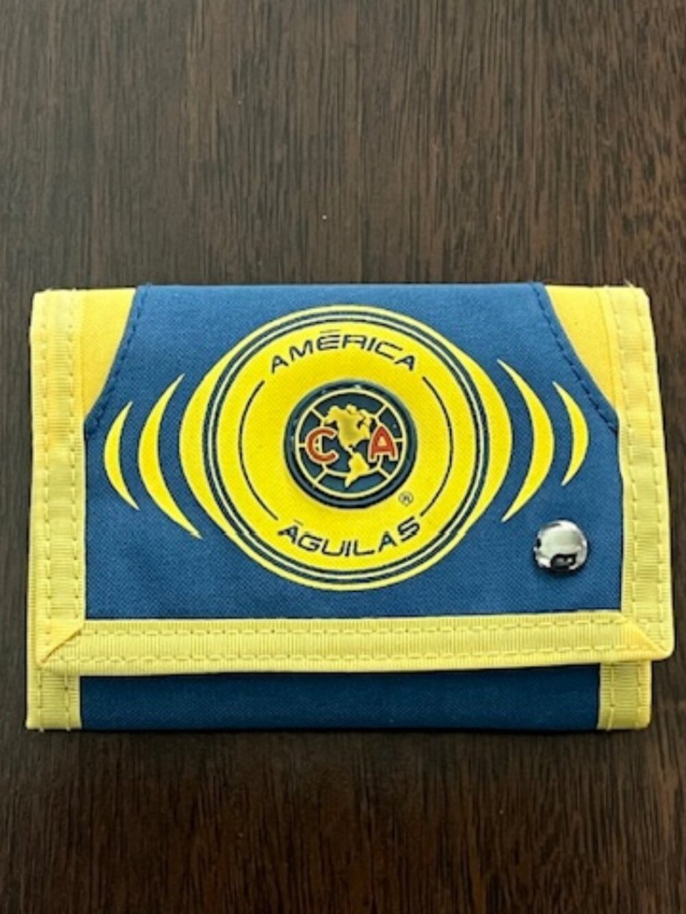 Club America Aguilas Snap Stick Wallet Blue Yellow Soccer Trifold